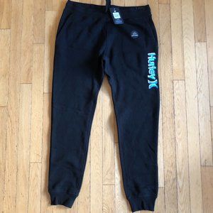 Brand New Men's Hurley Black Spread Love Cotton Fleece Slim Fit Jogger
